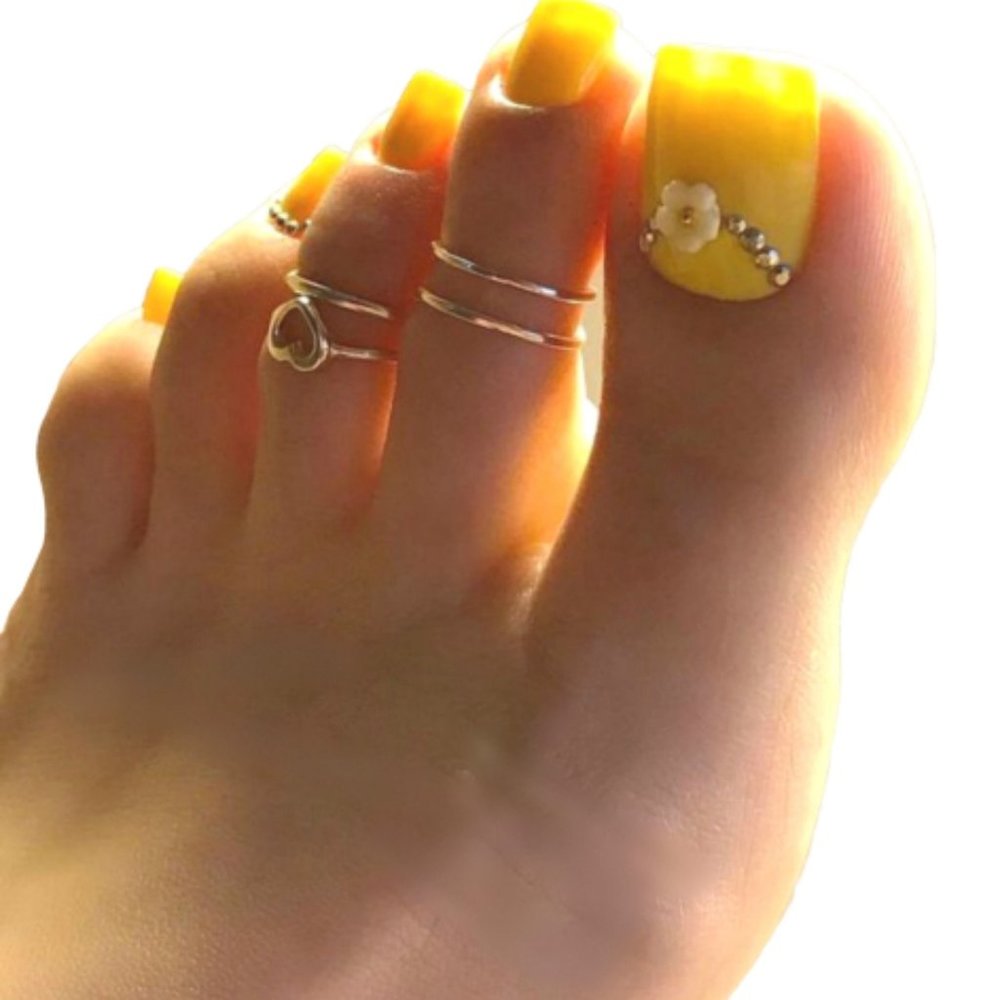 Gold Toe Ring, 3 14k Gold Adjustable toe rings for women, Heart toe ring